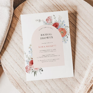 Peach Floral Arch Bridal Shower Invitation