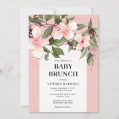 Peach Floral Baby Brunch Uitnodiging (Voorkant)
