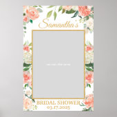 Peach Floral Boho Greenery Photo Prop Gold Poster (Voorkant)