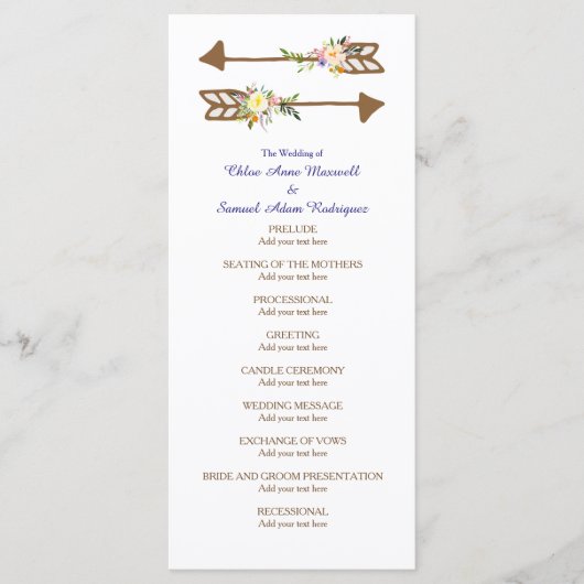 Peach Floral Bouquet Wedding Programme (Devant)