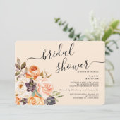 Peach Floral Bridal Shower Kaart (Staand voorkant)