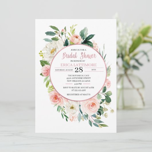 Peach Floral Bridal Shower Kaart (Staand voorkant)