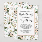 Peach Floral Bridal Wedding Shower Uitnodiging (Voorkant / Achterkant)