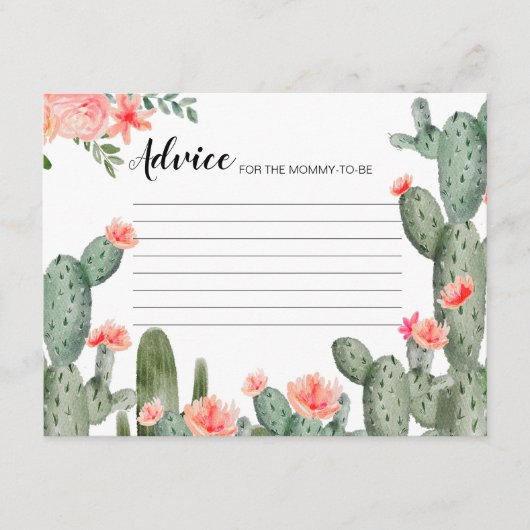 Peach Floral Cactus Modern Advies Kaart (Voorkant)