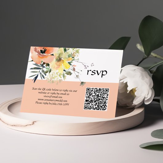 Peach Floral carte RSVP