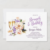 Peach Floral Champagne Brunch en Bubbly Kaart (Voorkant)