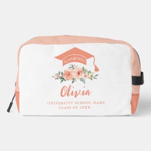 Peach Floral Congrats Afstuderen Toilettasje