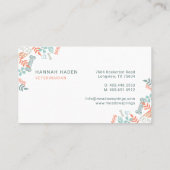 Peach Floral & Foliage Pet Paw Print Pattern Visitekaartje (Achterkant)