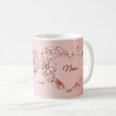 Peach Floral Heart Modern wedding Gift Koffiemok (Voorkant rechts)