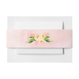 Peach Floral Invitation Belly Band Uitnodigingen Wikkel