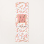 Peach Floral Leaf Natural Trendy Monogram Yogamat (Voorkant)