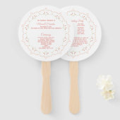 Peach Floral Mandala Circle Wedding Programme Fan Handwaaier (Voorkant en achterkant)