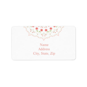 Peach Floral Mandala sur le Étiquette de adresse b