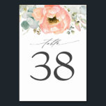 Peach Floral Mariage Tableau Numéro Cartes<br><div class="desc">Cartes de numéro de table mariage de fleurs de pêche</div>