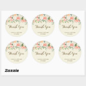 peach floral merci faveurs sticker élégant (Feuille)
