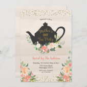 Peach Floral Moederdag Tea uitnodiging (Voorkant / Achterkant)