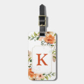 Peach Floral Monogram Bagagelabel (Voorkant verticaal)