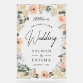 Peach Floral Muslim Wedding Welcome Frosted (Recto)