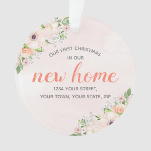 Peach Floral Ons nieuwe thuishuis Ornament