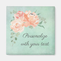 Peach Floral op Aqua Background met Jouw tekst