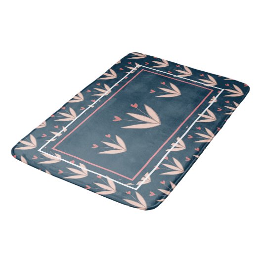 Peach Floral Pattern Badmat (Gekanteld)
