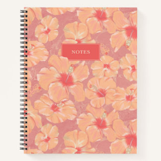 Peach Floral Pattern Notitieboek