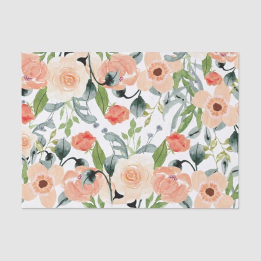 Peach Floral Pattern Tissuepapier (Voorkant)