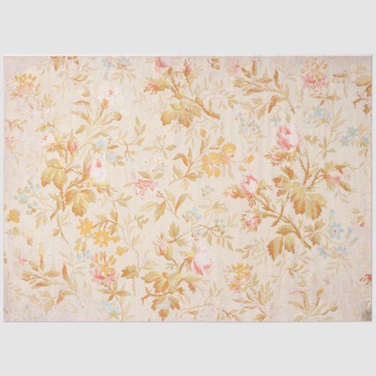  Peach Floral Pattern Tissuepapier (Voorkant)