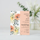 Peach Floral QR Code Weddenschap (Staand voorkant)