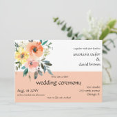 Peach Floral QR Code Weddenschap Kaart (Staand voorkant)