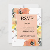 Peach Floral Response Card RSVP (Devant)