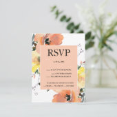 Peach Floral Response Kaart RSVP (Staand voorkant)
