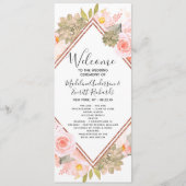 Peach Floral Rose Gold Mariage programme de cérémo (Devant)