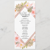 Peach Floral Rose Gold Mariage programme de cérémo (Dos)