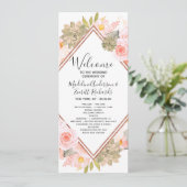 Peach Floral Rose Gold Mariage programme de cérémo (Debout devant)