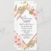 Peach Floral Rose Gold Mariage programme de cérémo (Devant / Derrière)