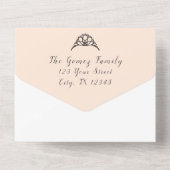 Peach Floral RSVP Trifold Event Invitation All In One Uitnodiging (Achterkant)
