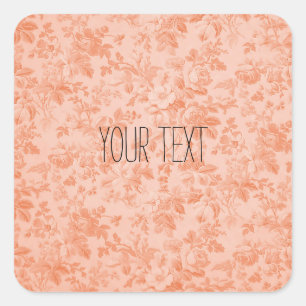 Peach Floral Vierkante Sticker
