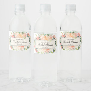  Peach Floral Vrijgezellenfeest Decor Waterfles Etiket