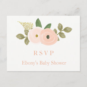 Peach Floral Watercolor Baby shower carte postale