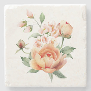 Peach Floral Waterverf Home Decor Stenen Onderzetter