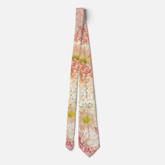 Peach Floral Wedding Stropdas (Achterkant)