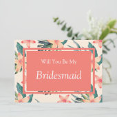 Peach Floral zal je mijn bruidsmeisje voorstel Kaart (Staand voorkant)