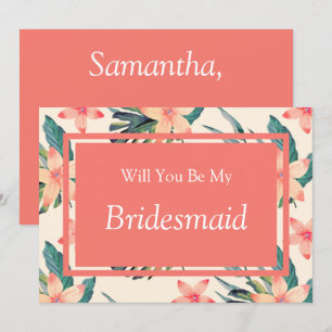 Peach Floral zal je mijn bruidsmeisje voorstel Kaart