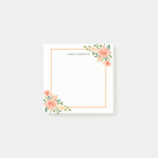 Peach Florals Moderne Border Chic Post-it® Notes