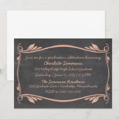 Peach Flourish Chalkboard Invitation (Devant / Derrière)