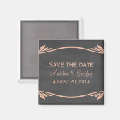 Peach Flourish Chalkboard Save the Date Magnet Magneet (Voorkant / Achterkant)