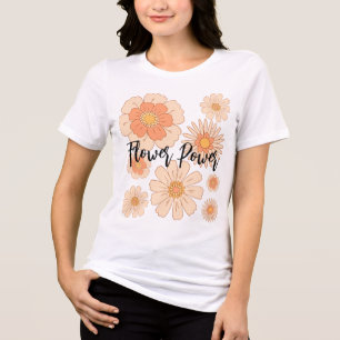 Peach Flower Power Chich Boho bloem Tri-Blend Shirt