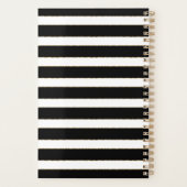 Peach Flower Strips Black White Gold Planner (Dos)