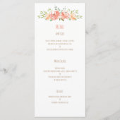 Peach flower watercolor menu mariage (Devant)